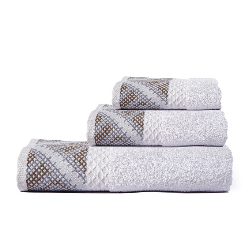 Σετ Πετσέτες 3τμχ Βαμβακερές Rock White SB HOME (Ύφασμα: Βαμβάκι 100%, Χρώμα: Λευκό, Μέγεθος: Σετ) - Sb home - 5206864064423